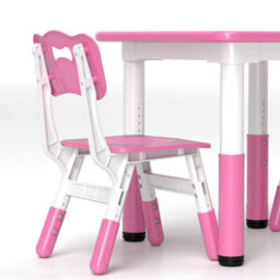 Aiyaplay 3-Piece Adjustable Kids Table And Chair Set For Playroom - Pink - thumbnail 9