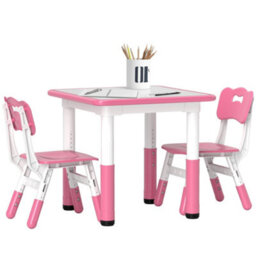 Aiyaplay 3-Piece Adjustable Kids Table And Chair Set For Playroom - Pink - thumbnail 2