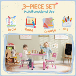 Aiyaplay 3-Piece Adjustable Kids Table And Chair Set For Playroom - Pink - thumbnail 5