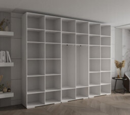 Arte Elegant Spacious Inova Ii Hinged Door White Wardrobe W3000mm H2370mm D470mm - Stylish Storage Solution With Gold Round Handles - thumbnail 7