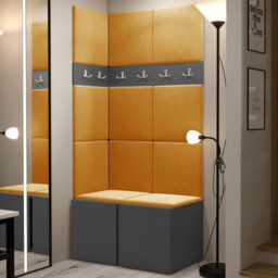 Anteroom Set Orion I Graphite Shoe Cabinet Hangers Yellow Panels - thumbnail 2