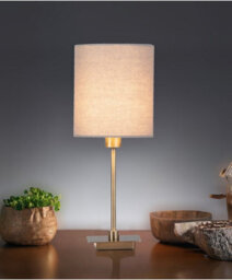 Lighting Supermarket Darwen Square Stick Antique Brass Table Lamp With Grey Shade - thumbnail 5