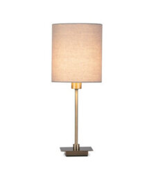 Lighting Supermarket Darwen Square Stick Antique Brass Table Lamp With Grey Shade - thumbnail 2