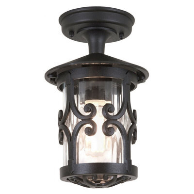 Stylish Ip23 Black Led Semi Flush Light For Outdoor Use