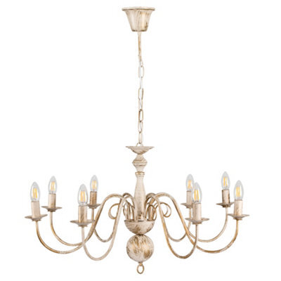 Valuelights Gothica Traditional Style 8 Way White Distressed Ceiling Light Chandelier Fitting - image 1