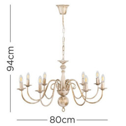 Valuelights Gothica Traditional Style 8 Way White Distressed Ceiling Light Chandelier Fitting - thumbnail 8