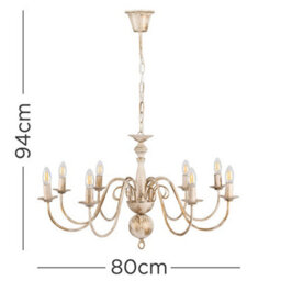 Valuelights Gothica Traditional Style 8 Way White Distressed Ceiling Light Chandelier Fitting - thumbnail 9