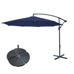 Sundaze 3M Blue Garden Cantilever Banana Parasol Umbrella Crank Hanging Patio With Base Weights - thumbnail 1