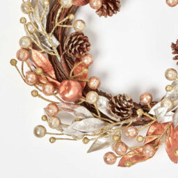 Homescapes Champagne Pinecone & Apple Christmas Wreath - thumbnail 2