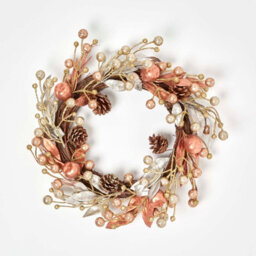 Homescapes Champagne Pinecone & Apple Christmas Wreath - thumbnail 1