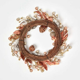 Homescapes Champagne Pinecone & Apple Christmas Wreath - thumbnail 4