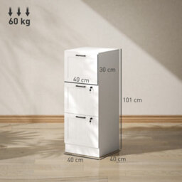 Homcom 3 Drawer File Cabinet With Lock And Adjustable Hanging Bars, White - thumbnail 3