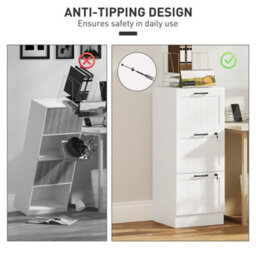 Homcom 3 Drawer File Cabinet With Lock And Adjustable Hanging Bars, White - thumbnail 7