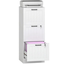 Homcom 3 Drawer File Cabinet With Lock And Adjustable Hanging Bars, White - thumbnail 2