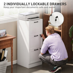Homcom 3 Drawer File Cabinet With Lock And Adjustable Hanging Bars, White - thumbnail 6