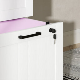 Homcom 3 Drawer File Cabinet With Lock And Adjustable Hanging Bars, White - thumbnail 8