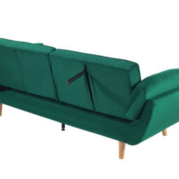 Wyld And Coco Velvet Sofa Bed 3-Seater Green With Rubberwood Legs And Split Back - thumbnail 7
