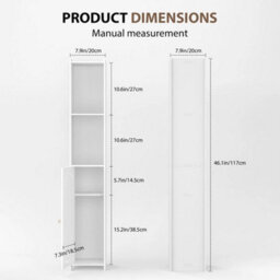 Typ B:117X20X20Cm/46.1X7.9X7.9Inchtall Bathroom  Cabinet Shelf Storage Cupboard Drawers Organizer White - thumbnail 2