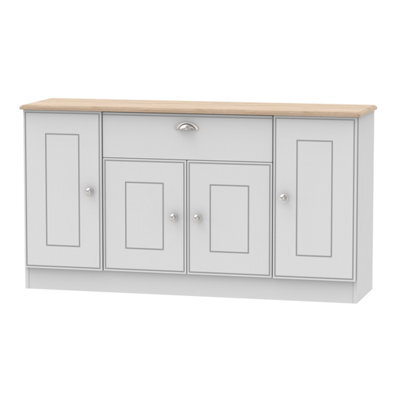 Albert 4 Door 1 Drawer Wide Unit In Grey Matt & Oak (Ready Assembled) - image 1
