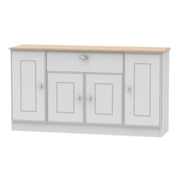Albert 4 Door 1 Drawer Wide Unit In Grey Matt & Oak (Ready Assembled) - thumbnail 1