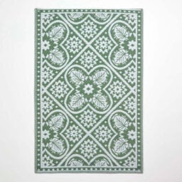 Homescapes Luxury Outdoor Rug Waterproof Reversible For Garden Patio, 182 X 122 Cm, Green, 100% Recycled, Floral Leaf