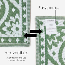 Homescapes Luxury Outdoor Rug Waterproof Reversible For Garden Patio, 182 X 122 Cm, Green, 100% Recycled, Floral Leaf - thumbnail 6