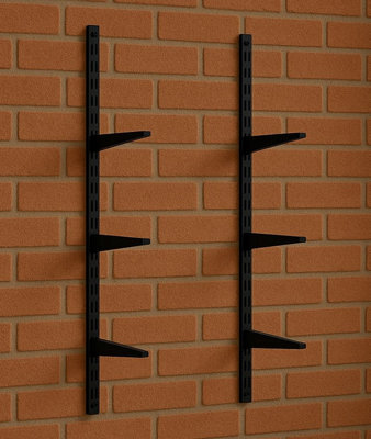 Afit Twin Slot Adjustable Shelving Shelf Kit 6X270mm Brackets 2X1M Uprights Heavy Duty Steel Wall Mounted System - Black - image 1