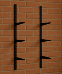 Afit Twin Slot Adjustable Shelving Shelf Kit 6X270mm Brackets 2X1M Uprights Heavy Duty Steel Wall Mounted System - Black - thumbnail 1