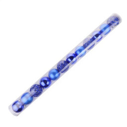 Christmas 12 Piece Shiny & Glitter Baubles Ornaments (6Cm) -Royal Blue - thumbnail 2