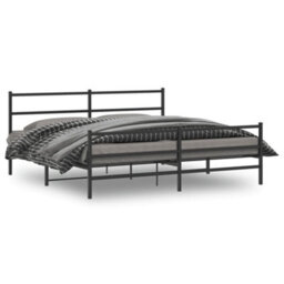 Berkfield Metal Bed Frame Without Mattress With Footboard Black 193X203Cm - thumbnail 1