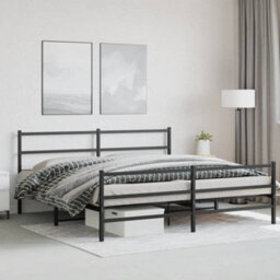 Berkfield Metal Bed Frame Without Mattress With Footboard Black 193X203Cm - thumbnail 4