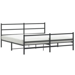 Berkfield Metal Bed Frame Without Mattress With Footboard Black 193X203Cm - thumbnail 2