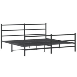 Berkfield Metal Bed Frame Without Mattress With Footboard Black 193X203Cm - thumbnail 3