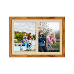 AK Frames 20X14 Rustic Oak Modern Multi Photo Frame With Ivory Mount - Holds 2 Apertures (2X) A4 Photos - thumbnail 1