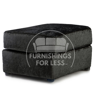 Furnishings For Less UK Crystal / Chelsea Soft Crushed Velvet Fabric Black Footstool Sofa Accessory