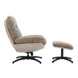 Thehotsale Light Brown Chenille Lounge Chair With Footstool For Bedroom - thumbnail 5