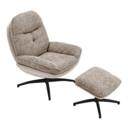 Thehotsale Light Brown Chenille Lounge Chair With Footstool For Bedroom - thumbnail 4