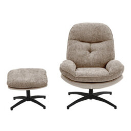 Thehotsale Light Brown Chenille Lounge Chair With Footstool For Bedroom - thumbnail 3