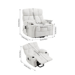 Living And Home Single Sofa Recliner Armchair Reclining Chair With Massage And Heat - thumbnail 6