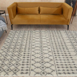 The Rugs Soft Moroccan Diamond Shaggy Rugs And Runners High Pile Ivory And Grey Living Room Kitchen Hallway 1000 - thumbnail 8