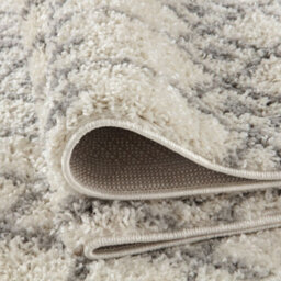 The Rugs Soft Moroccan Diamond Shaggy Rugs And Runners High Pile Ivory And Grey Living Room Kitchen Hallway 1000 - thumbnail 4
