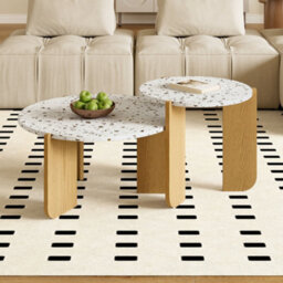 Matteo Modern 2-Piece Nesting Coffee Table Set - White & Wood Effect - thumbnail 3