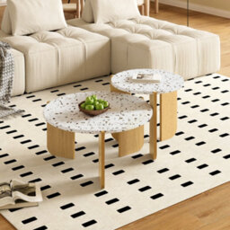Matteo Modern 2-Piece Nesting Coffee Table Set - White & Wood Effect - thumbnail 4