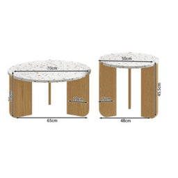 Matteo Modern 2-Piece Nesting Coffee Table Set - White & Wood Effect - thumbnail 5
