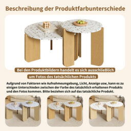 Matteo Modern 2-Piece Nesting Coffee Table Set - White & Wood Effect - thumbnail 9