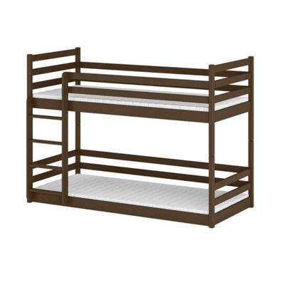Arte Mini Dark Chocolate Wooden Bunk Bed 90 X 190Cm - With 2 Foam Mattresses - image 1