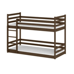 Arte Mini Dark Chocolate Wooden Bunk Bed 90 X 190Cm - With 2 Foam Mattresses - thumbnail 1