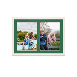AK Frames 20X14 White Sleek Multi Photo Frame With Emerald Mount - Holds 2 Apertures (2X) A4 Photos - thumbnail 1