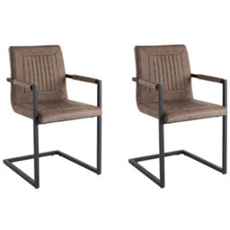 Beliani Set Of 2 Conference Chairs Brandol Faux Leather Brown