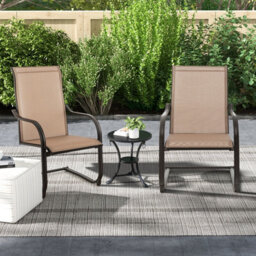 Costway 2Pcs Outdoor Dining Chairs Patio C-Spring Motion Outside High Back Chair - thumbnail 4